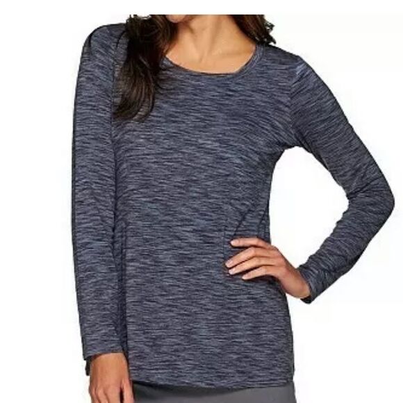 LOGO Sz S Teal Purple Relaxed Fit Slouchy Comfy Casual Long Sleeve T-Shirt - Picture 1 of 7